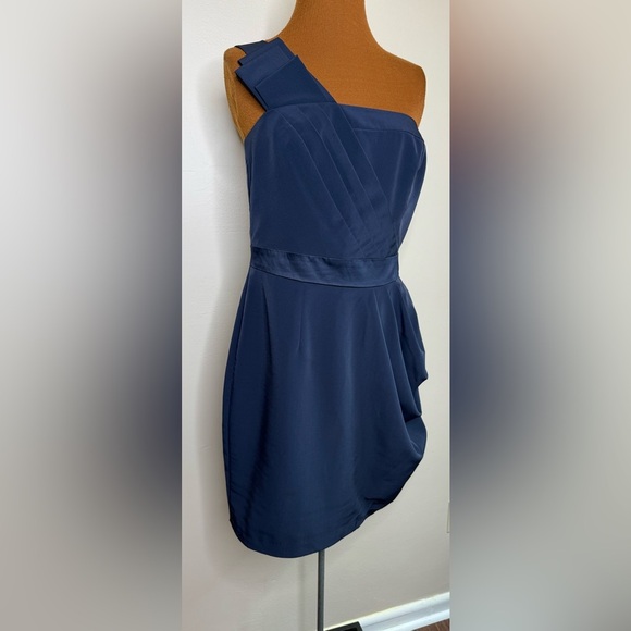 The Limited Navy Blue One Shoulder Knee Length Cocktail Dress Size 8 - Picture 10 of 12